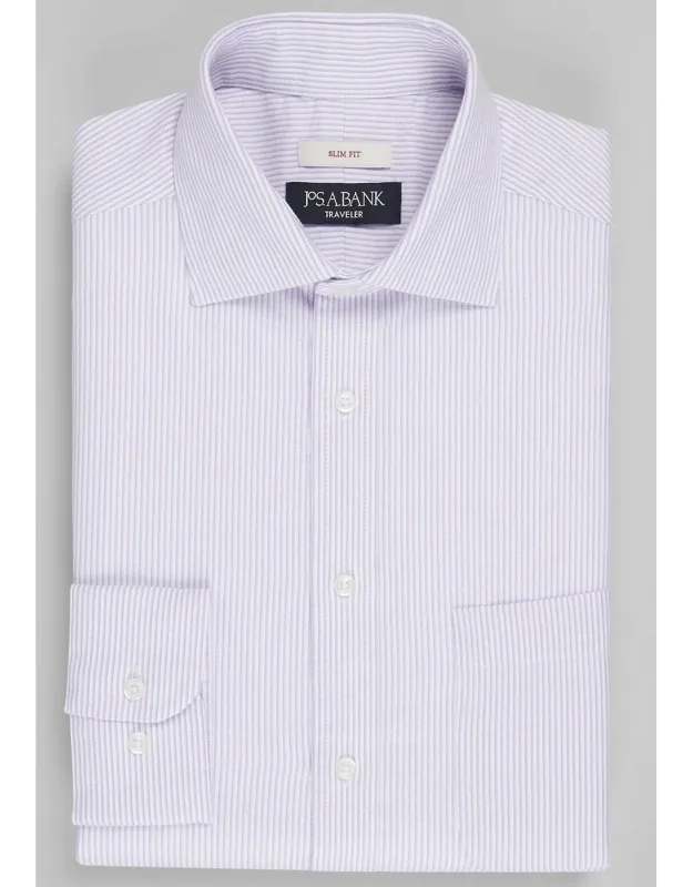Traveler Collection Slim Fit Tight Stripe Dress Shirt