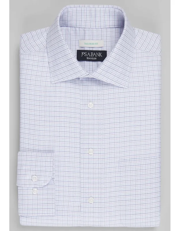 Traveler Collection Tailored Fit Small Check Dress Shirt
