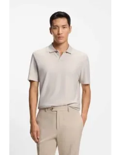Cotton-silk Polo Shirt With Three-tone Structure