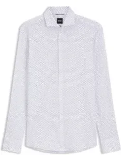 Boss Printed Slim-fit Shirt In Performance-stretch Jersey - Light Blue With Moisture Management And Flexible Stretch