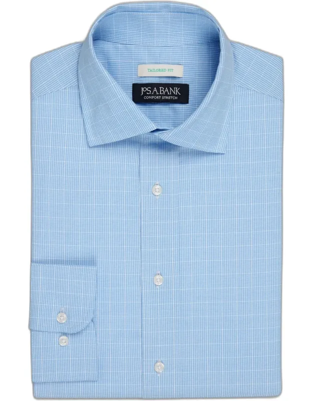Tailored Fit Offset Grid Dress Shirt