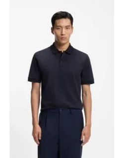 Monogram-placket Polo Shirt In A Cotton Blend