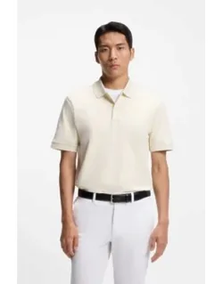 Monogram-placket Polo Shirt In A Cotton Blend