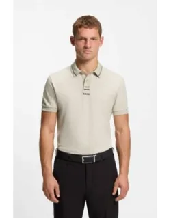 Centred-logo Slim-fit Polo Shirt In Cotton Piqué