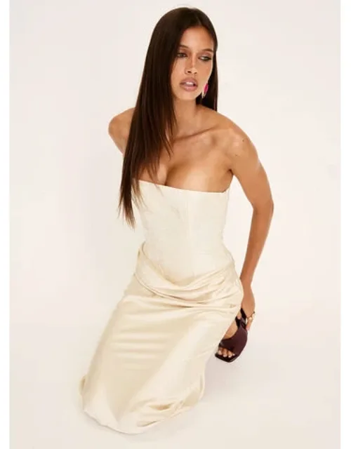 Jenevieve Strapless Drape Maxi Dress