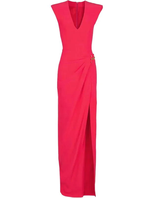 Chain-embellished Crepe Dress