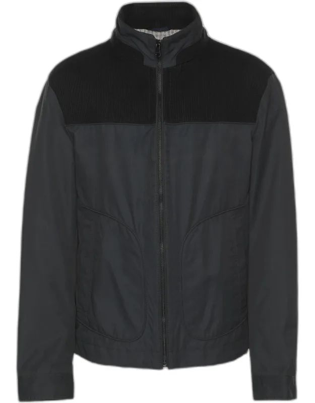 Gabardine And Rib Knit Jacket