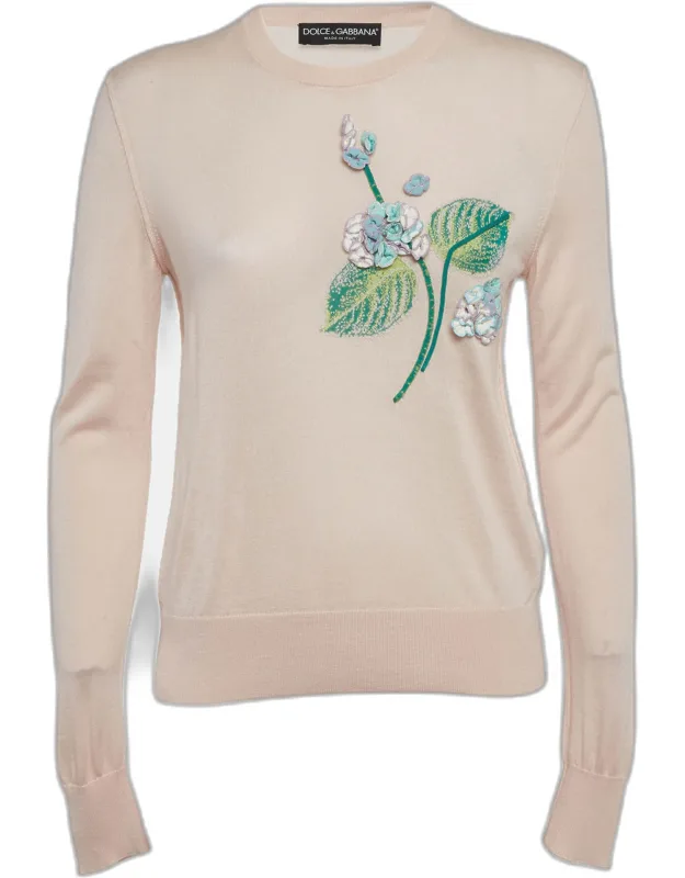 Floral Applique Cashmere Sweater