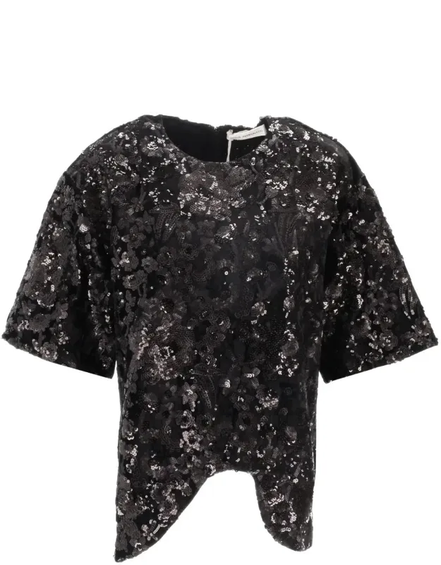 Onda Tee - Floral Sequin Embroidered Velvet