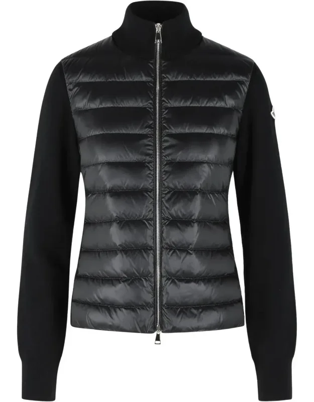 Padded Virgin Wool Cardigan With Black Zipper