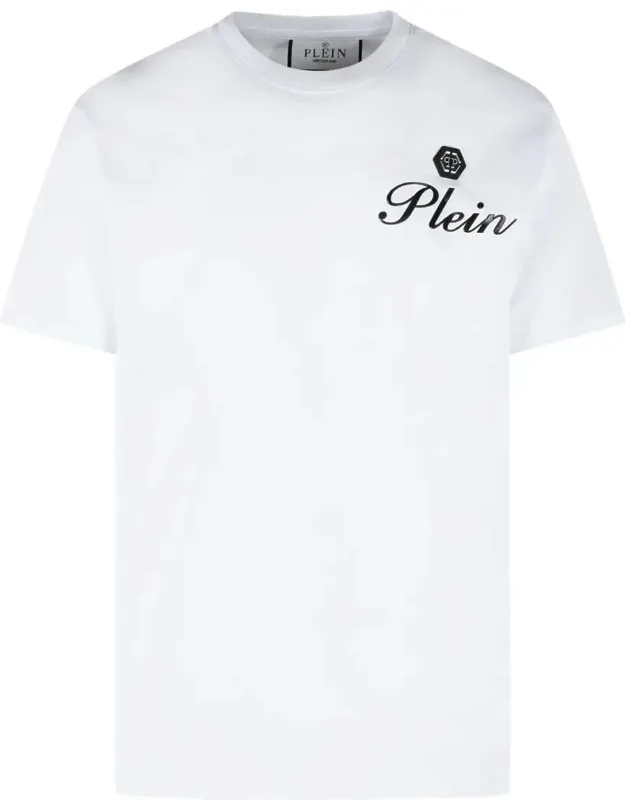 Philipp Plein T-shirt With Ribbed Crew Neck And Iconic Patch