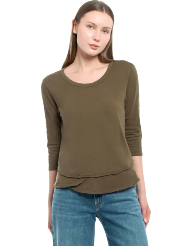 Shrunken Crew 3/4 Sleeve Mock Layer Tee