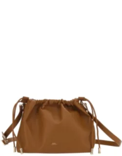 Ninon Drawstring Crossbody Bag With Logo Lettering In Faux Leather