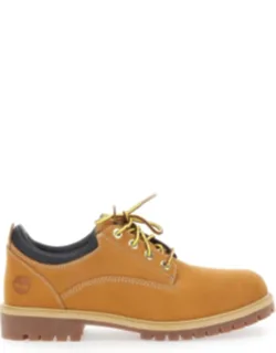 Laced Ankle Boots With Bicolor Laces And Logo Embossed On Side In Leather