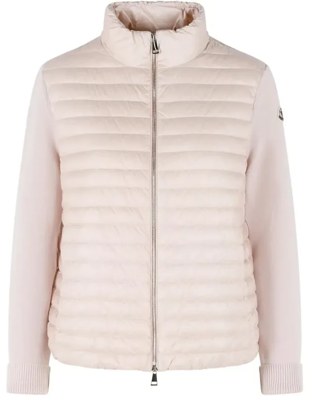 Padded Virgin Wool Cardigan With Pink Zipper