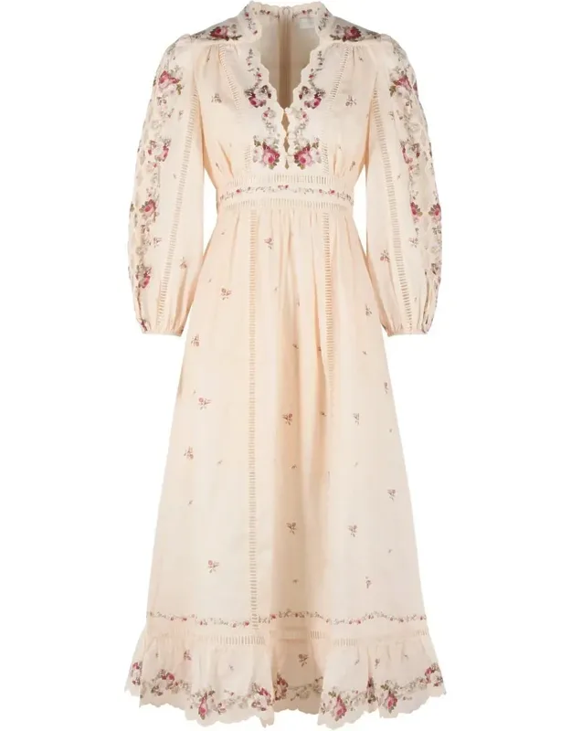 Long 'patience' Peach Linen Dress