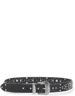 Belt With Adjustable Design And Silver-tone Studded Details