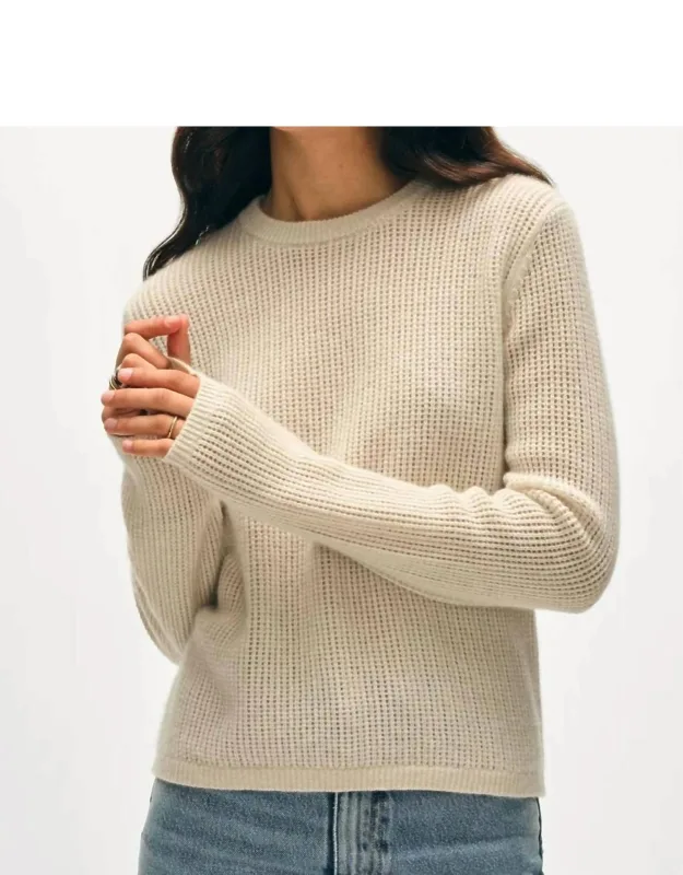 Cashmere Waffle Mesh Crew Sweater