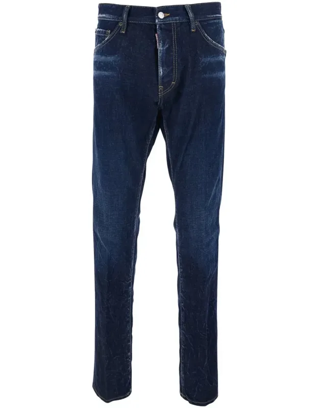 Cool Guy Jeans With Logo Patch On The Rear And Ripped Details In Denim