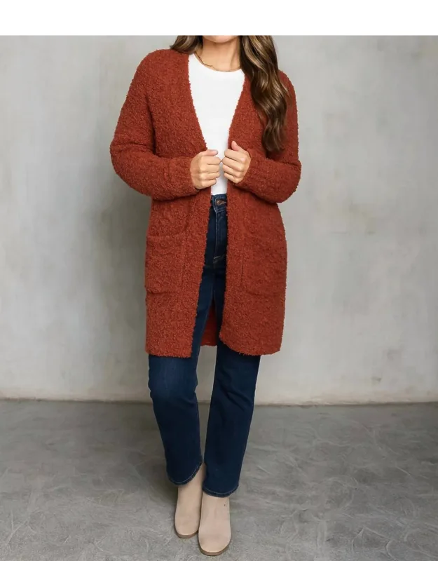 Longline Popcorn Open Front Cardigan