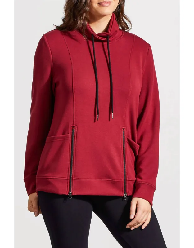 Long Sleeve Funnel Neck Sweatshirt With Pockets