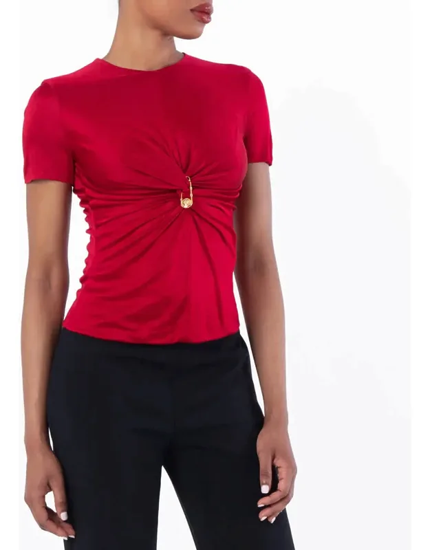 Safety Pin Gathered Viscose Top