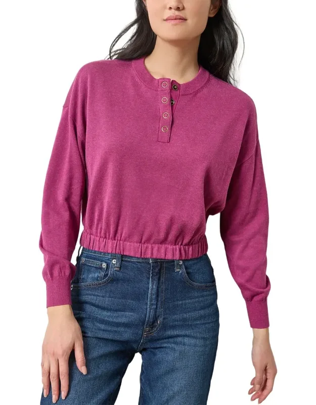 Elastic Waist Henley Sweater