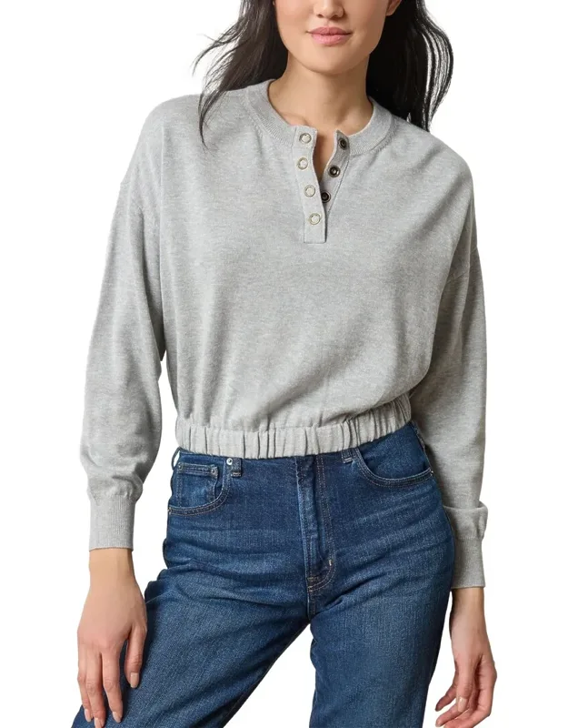 Elastic Waist Henley Sweater