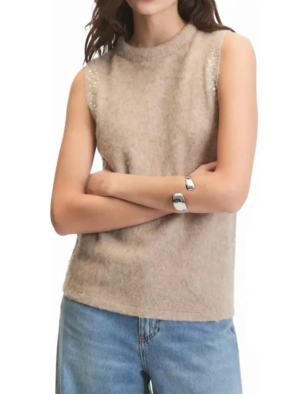 Rhinestone Embellished Sweater Vest