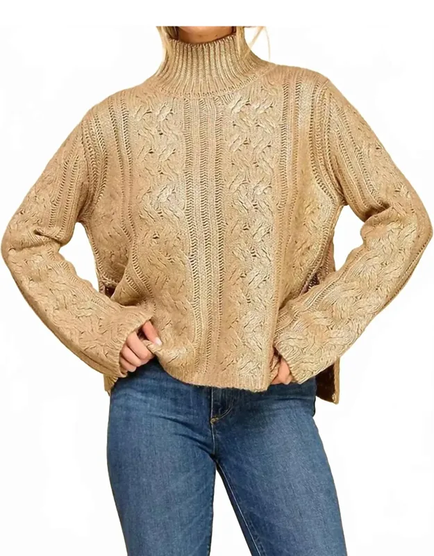 Foiled Mock Neck Sweater Top