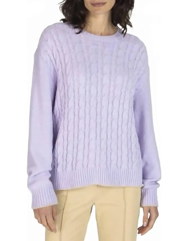 Cotton Blend Cable Crew Neck Sweater