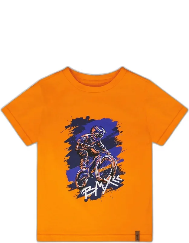Organic Cotton Jersey T-shirt With Bmx Print