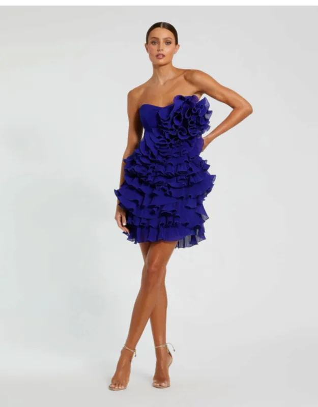 Strapless Tiered Ruffle Mini Dress