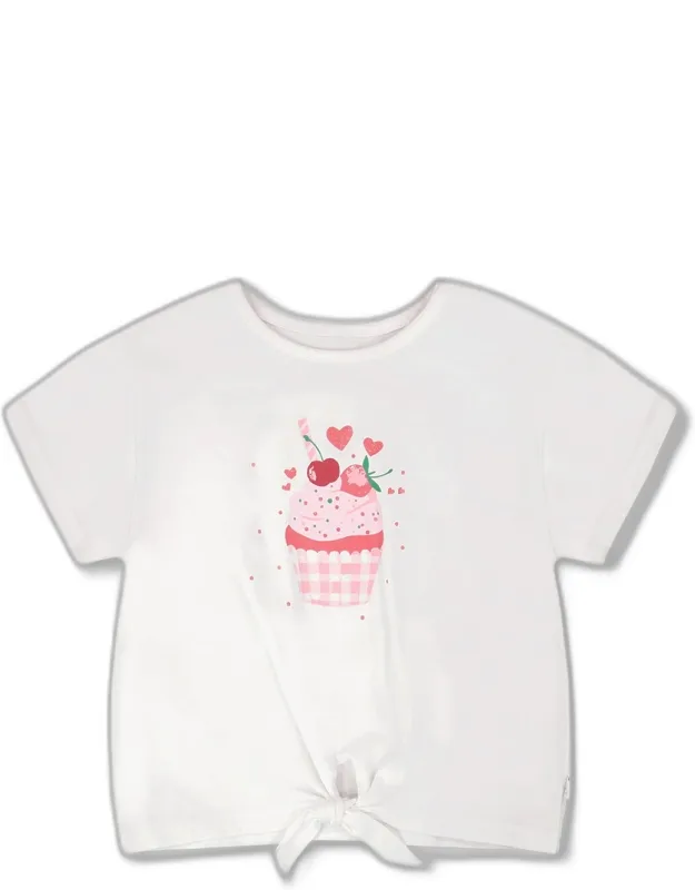 Organic Cotton Jersey T-shirt With Tie At Waist