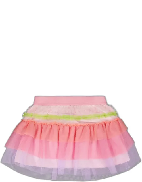 Mesh Skirt With Multicolor Frills