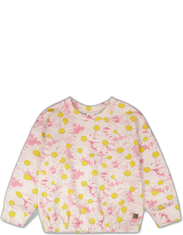 French Terry Sweatshirt With Round Neckline And Elasticized Hem