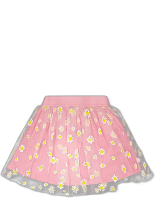 Mesh And Crinkle Jersey Skirt