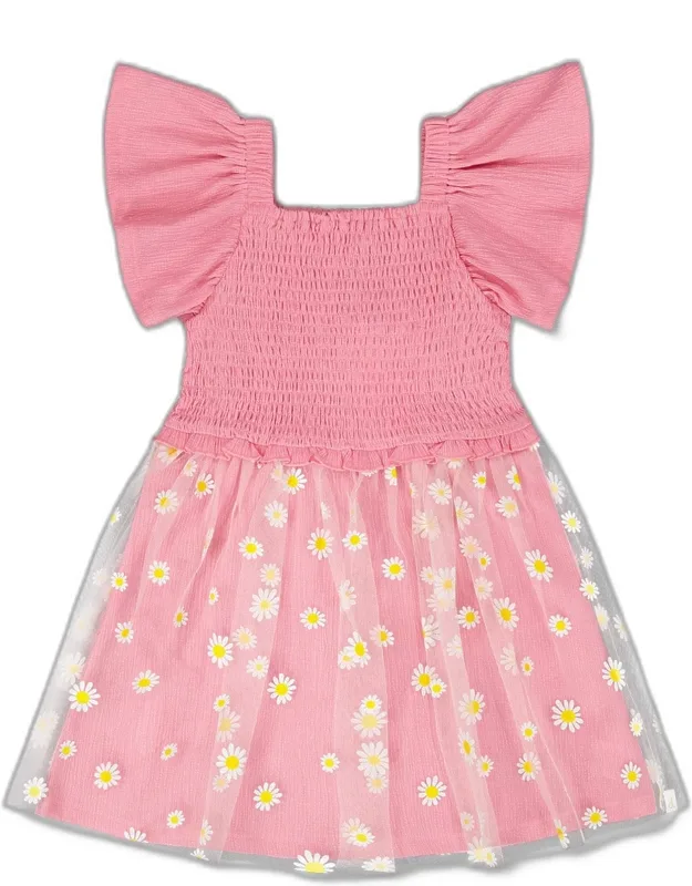 Mesh And Crinkle Jersey Dress