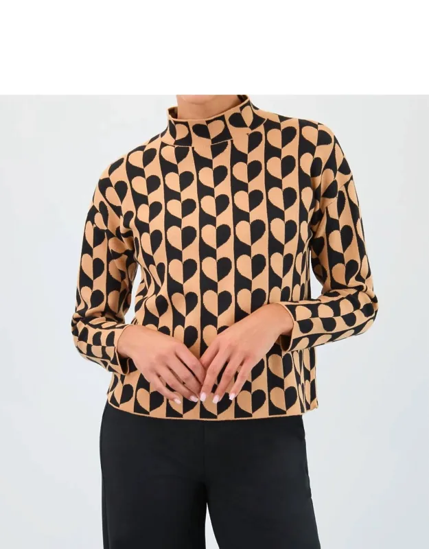 Mock Neck Jacquard Sweater