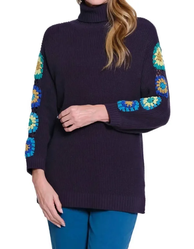 3/4 Sleeve Solid Knit Mock Neck Sweater