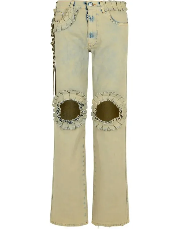 Ruffled Cotton Jeans