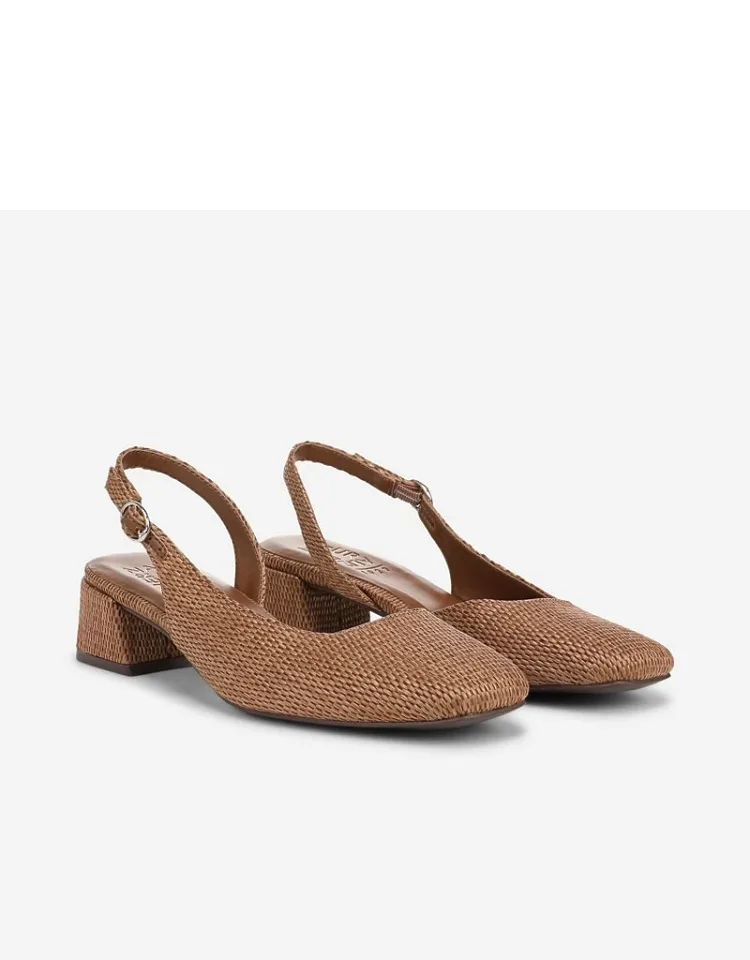 Naturalizer Jayla Slingback Pump Shoes, Faux Raffia Leather, Rezorb™ Cushioning, Contour+ Comfort Technology