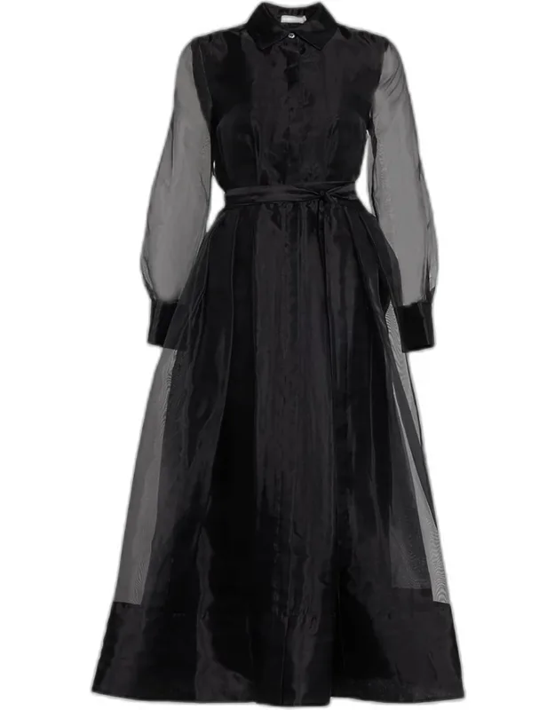 Montgomery Pleated Organza Maxi Shirtdress