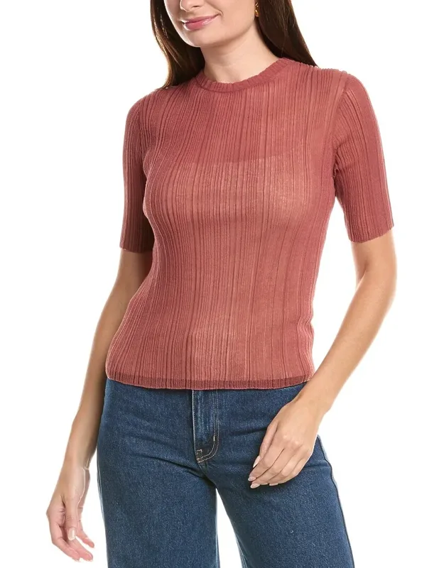 Double Layer Rib Elbow-sleeve Sweater