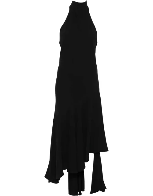 Halterneck Asymmetric Midi Dress
