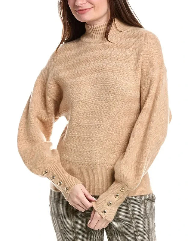 Balloon Sleeve Turtleneck Cashmere Sweater
