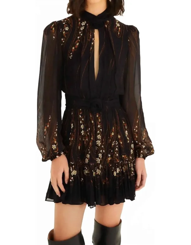 Garden Silhouette Long Sleeve Mini Dress