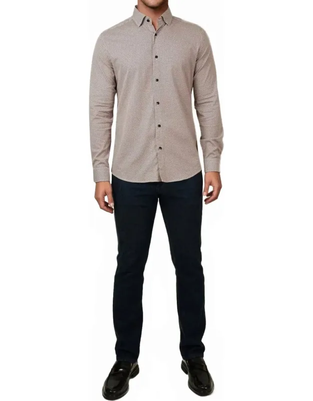Printed Micro Weave Long Sleeve Shirt