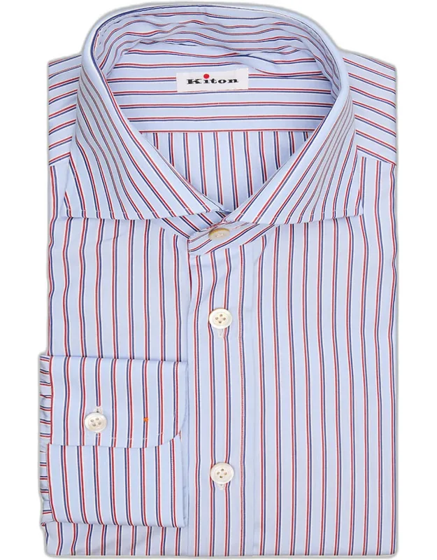 Multi-stripe Cotton Spread Collar Dress Shirt