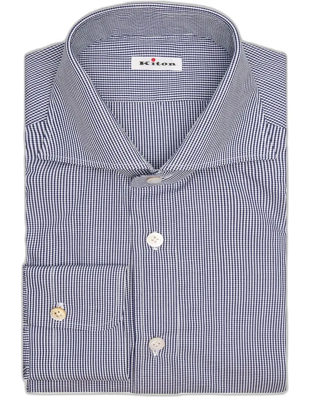 Micro-gingham Spread Collar Dress Shirt